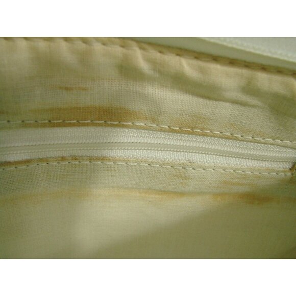 Retro Silver Gold Diamond Design White Crossbody Bag Faux Leather Granny Core - Picture 8 of 13